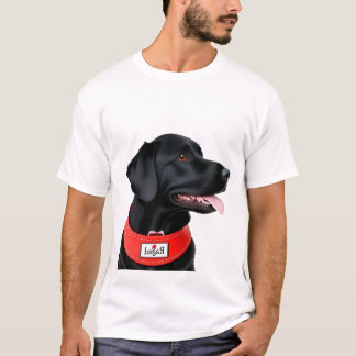 Camiseta Black Labrador Retriever Vestindo uma coleira verm