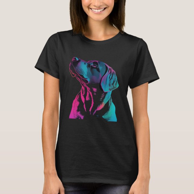 Camiseta Black Labrador Synthwave 80s Retrowave Aesthetic (Frente)