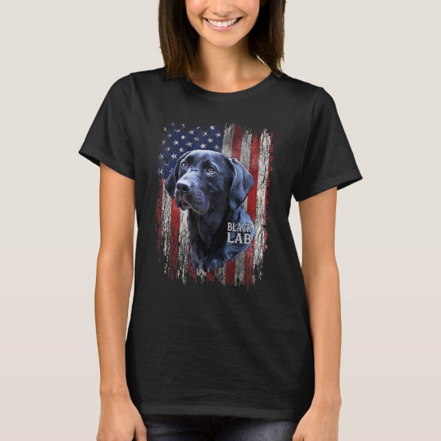 Camiseta Black Labrador USA Flag Lab Owner Patriotic Dog (Frente)