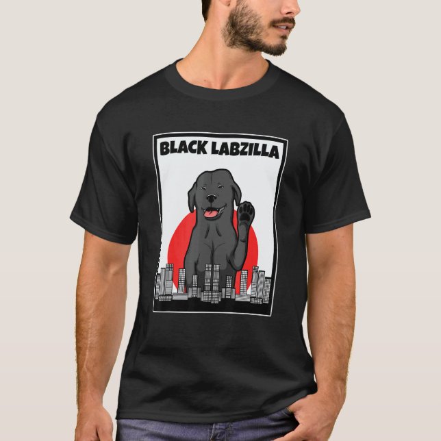 Camiseta Black Labzilla Lab Labrador Retriever Cães Na Moda (Frente)