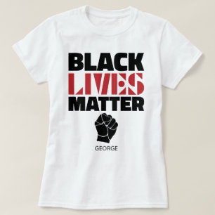Camiseta Black Lives Matter Raised Fist Name Personalizado