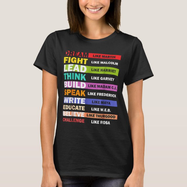 Camiseta Black Lives S Black Leaders Black History Month  (Frente)