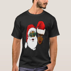 Camiseta Black Loving Papai Noel e Sra. Claus Ethnic Chri
