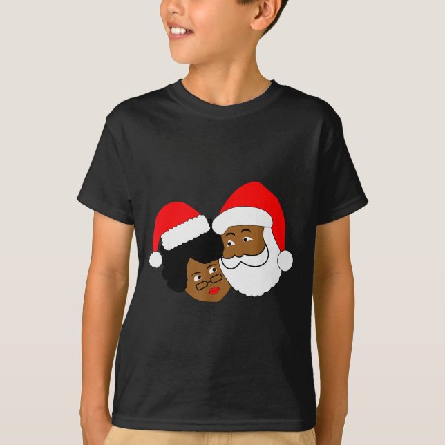 Camiseta Black Loving Santa Claus And Mrs. Claus Ethnic Chr (Frente)