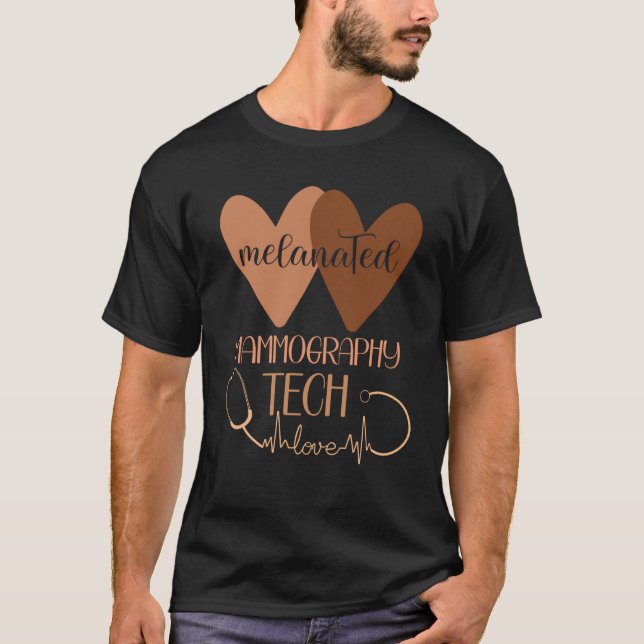 Camiseta Black Mammography Tech Melanated Black History Mam (Frente)