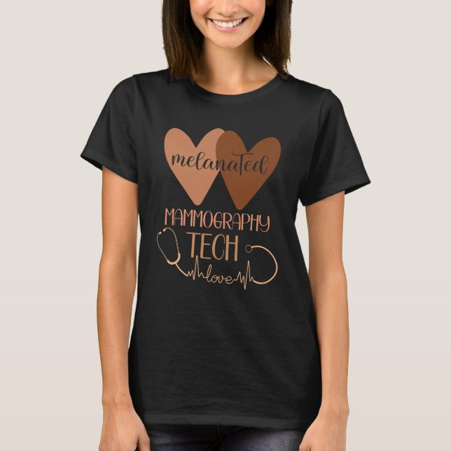 Camiseta Black Mammography Tech Melanated Black History Mam (Frente)