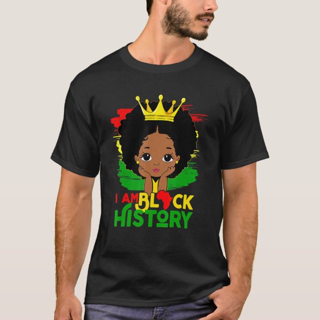 Camiseta Black Melanin Girl I Am Black History Month Kids (Frente)