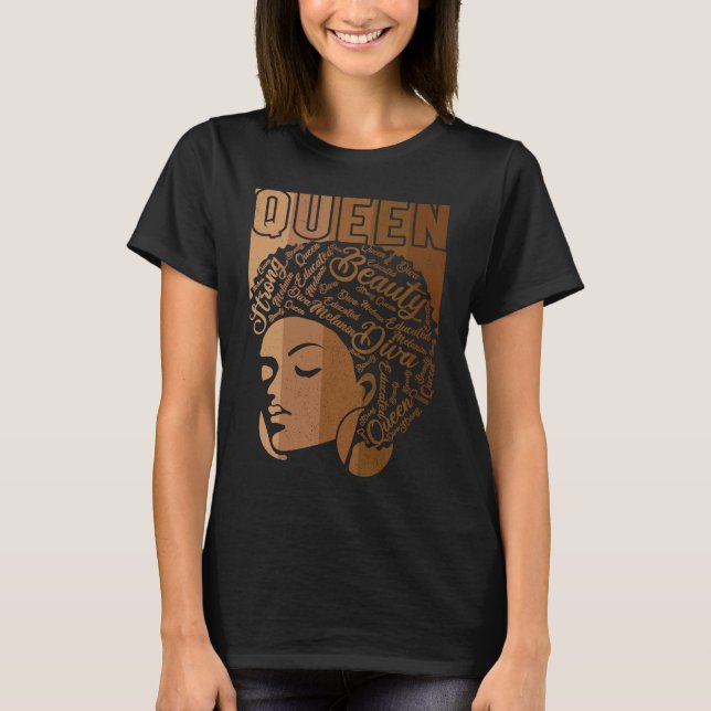 Camiseta Black Melanin Queen Apparel African American Afro  (Frente)