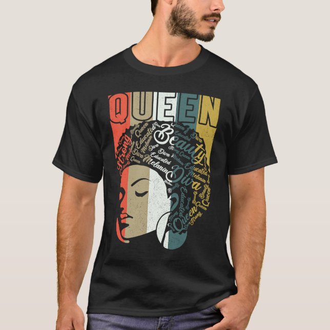 Camiseta Black Melanin Queen Apparel African American Afro  (Frente)