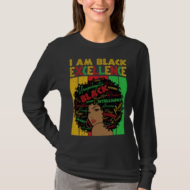 Camiseta Black Melanin Woman Black Excellence Afro Hair Gir (Frente)