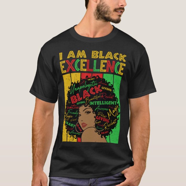 Camiseta Black Melanin Woman Black Excellence Afro Hair Gir (Frente)