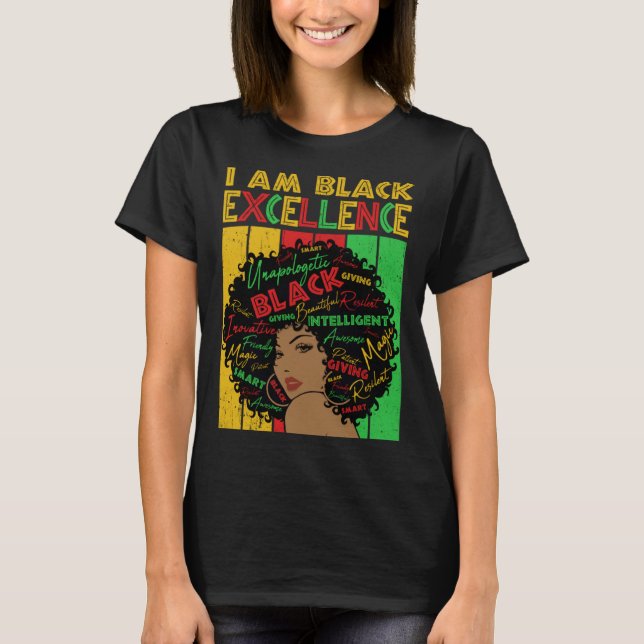 Camiseta Black Melanin Woman Black Excellence Afro Hair Gir (Frente)