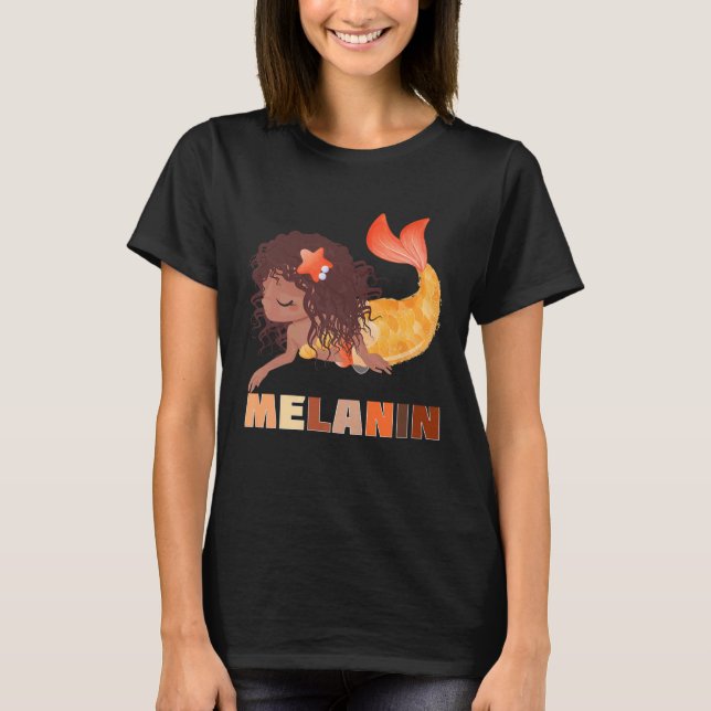 Camiseta Black Mermaid Melanin Mermaids Brown Skin Girls Wo (Frente)