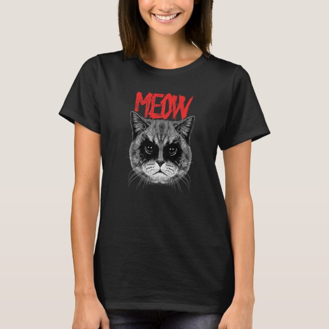Camiseta Black Metal Cat Corpse Paint Mealhead (Frente)