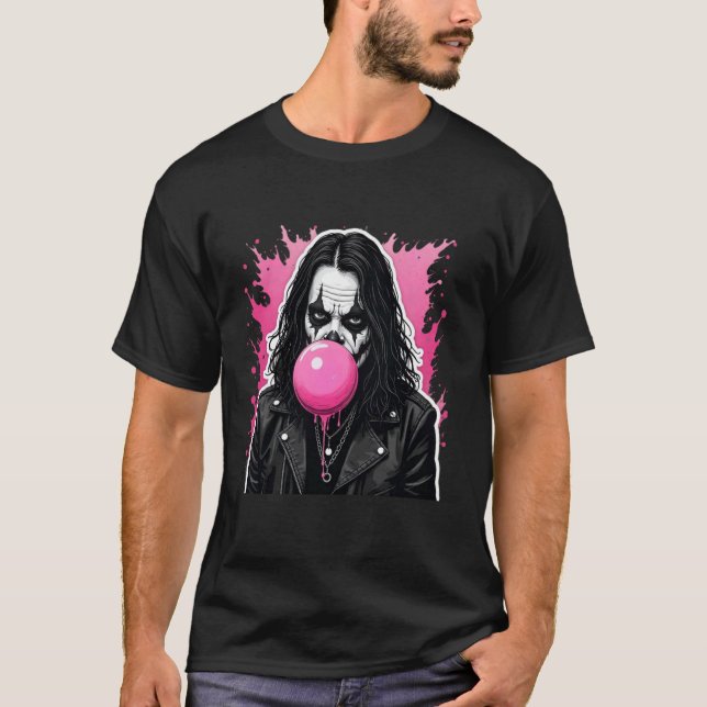 Camiseta Black Metal - Metalhead com chiclete rosa e c (Frente)