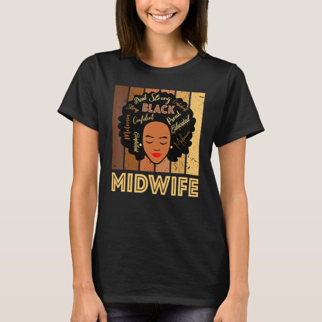 Camiseta Black Midwife Strong Afro African American Women_1 (Frente)