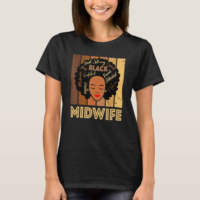 Camiseta Black Midwife Strong Afro African American Women_3 (Frente)