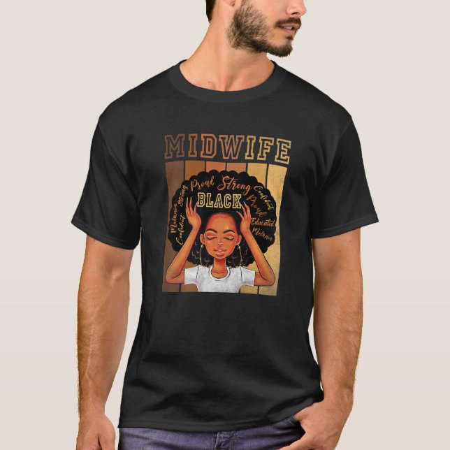 Camiseta Black Midwife Strong Afro African American Women P (Frente)
