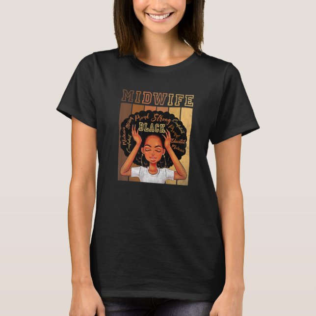Camiseta Black Midwife Strong Afro African American Women P (Frente)