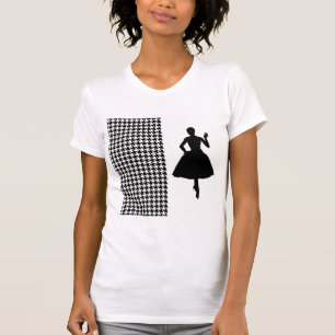 Camiseta Black Modern Houndstooth com Silhueta de Moda