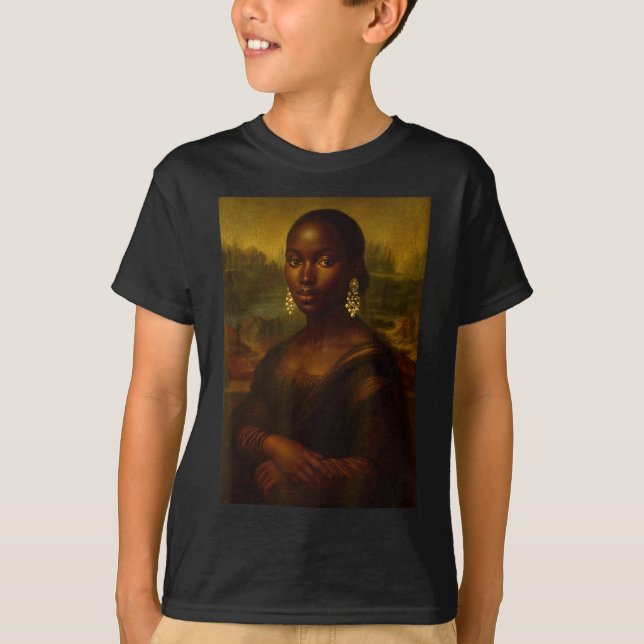 Camiseta Black Mona Lisa Afro African Melanin Black History (Frente)