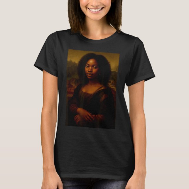 Camiseta Black Mona Lisa Afro African Melanin Black History (Frente)