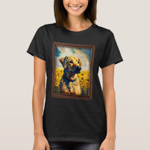 Camiseta Black Mouth Cur Pintando Flor De Girassol Mãe Mulh