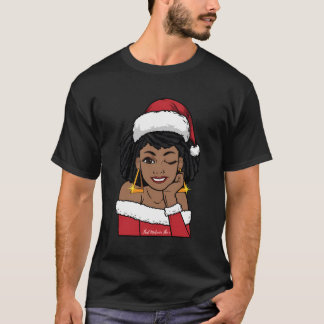 Camiseta Black Mrs Claus W Afro Winking African American Ch