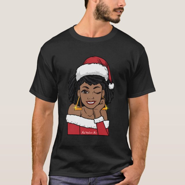 Camiseta Black Mrs Claus W Afro Winking African American Ch (Frente)
