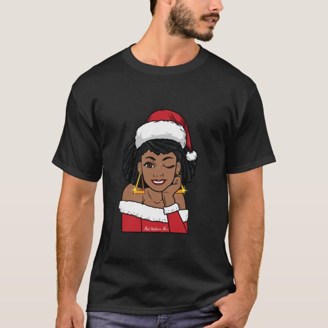Camiseta Black Mrs Claus W Afro Winking African American Ch (Frente)