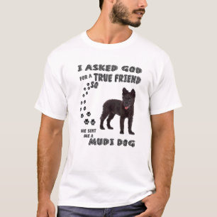 Camiseta Black Mudi Dog Cota Mãe, Pai Moody Figurume,