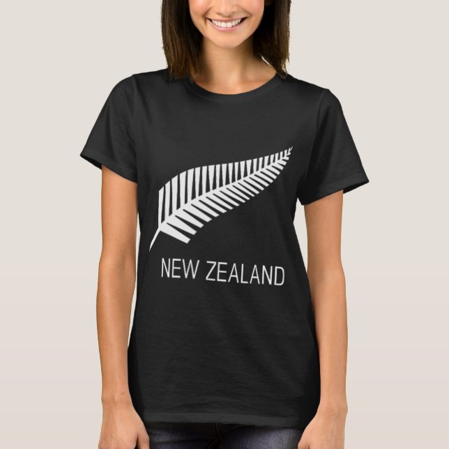 Camiseta Black New Zealand Fern Shirt Mens Black Proud Kiwi (Frente)
