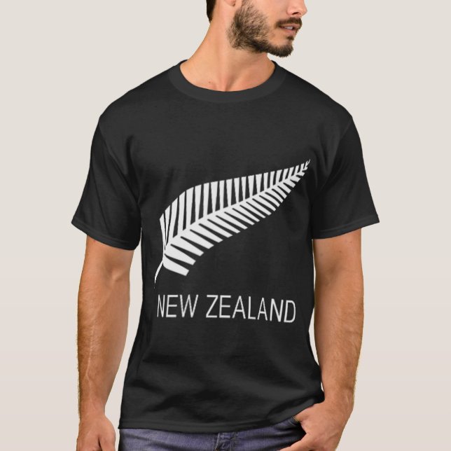 Camiseta Black New Zealand Fern Shirt Mens Black Proud Kiwi (Frente)