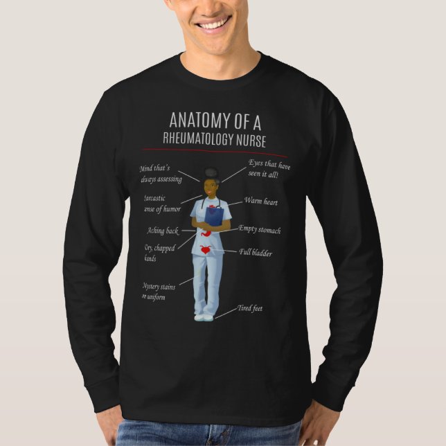 Camiseta Black Nurse ANATOMY OF A RHEUMATOLOGY NURSE (Frente)
