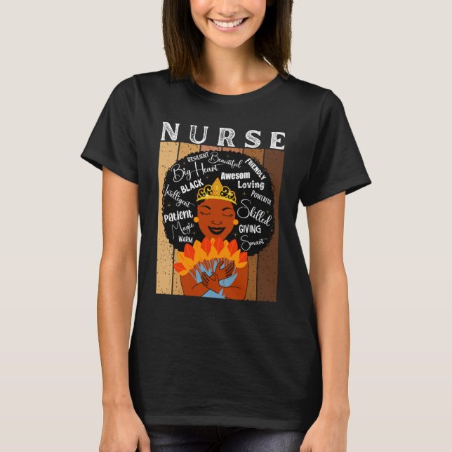 Camiseta Black Nurse Queen Black History Month Melanin Wome (Frente)