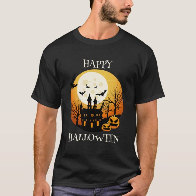 Camiseta Black Orange Feliz Halloween (Frente)