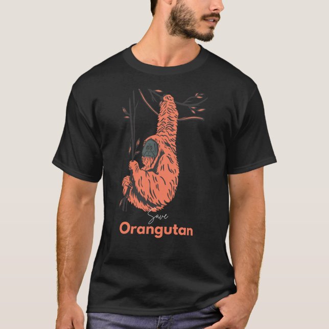 Camiseta Black Orange Illustrated Save Orangutan  (Frente)