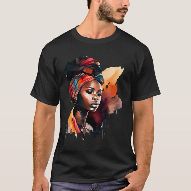 Camiseta Black Painting Beautiful African Queen Dripping Me (Frente)