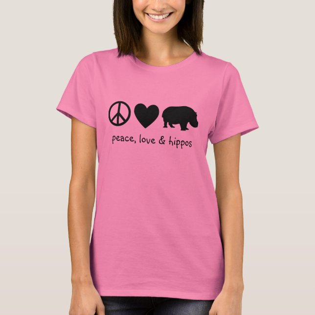 Camiseta Black Peace Love & Hippos (Frente)