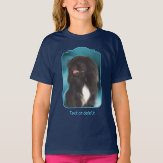 Camiseta Black Pekingese Blue Swirls Dog Art 
