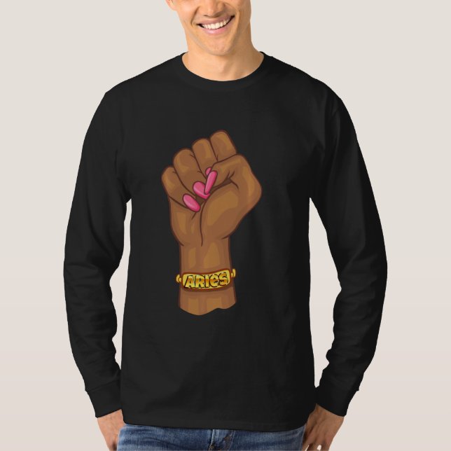 Camiseta Black Power Feminist Aries Sinal de Zodique (Frente)