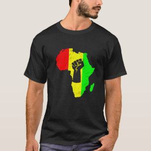Camiseta Black Power Fist Africa Map Inspiron Black Le