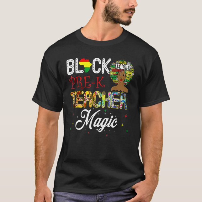 Camiseta Black Pre-K Teacher Magic Black History Month (Frente)
