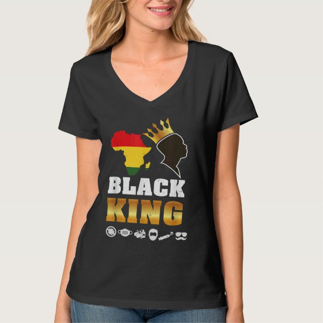Camiseta Black Pride King Definition  African Plus Size Gra (Frente)