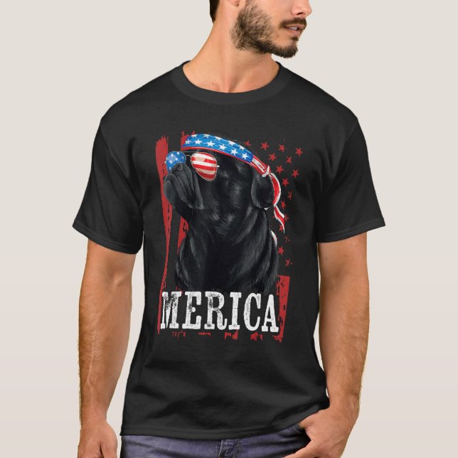 Camiseta Black Pug 4 De Julho Cão Mãe Pai Merica Usa F (Frente)