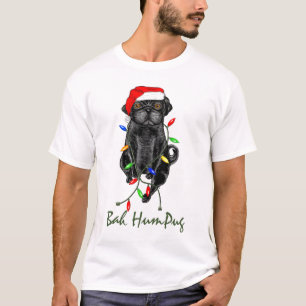 Camiseta Black Pug Dog Bah Humpug Engraçado Natal