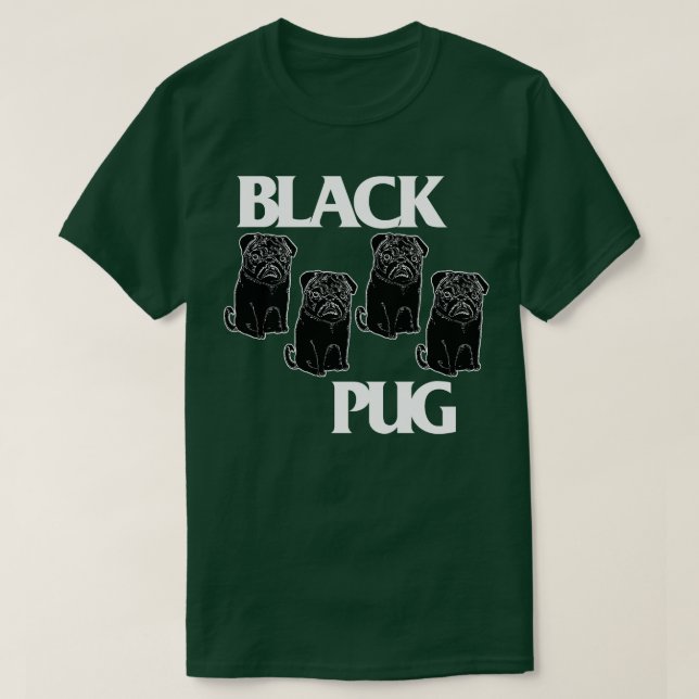 Camiseta Black Pug Flag Punk Rock Dog Grumble Pugs Design (Frente do Design)