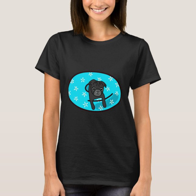 Camiseta Black Pug in Blue Inner Tube Classic T-Shirt 818 (Frente)