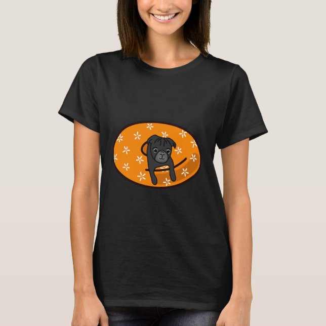 Camiseta Black Pug in Orange Inner Tube Classic T-Shirt 817 (Frente)