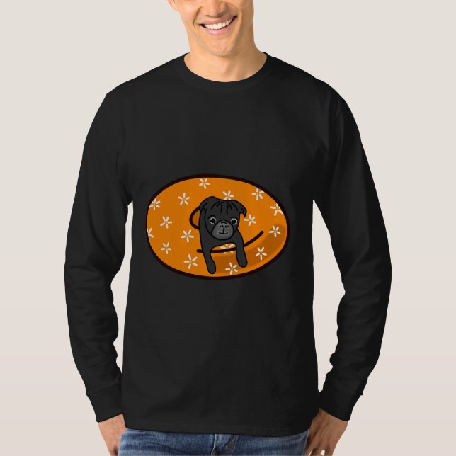 Camiseta Black Pug in Orange Inner Tube Classic T-Shirt 817 (Frente)